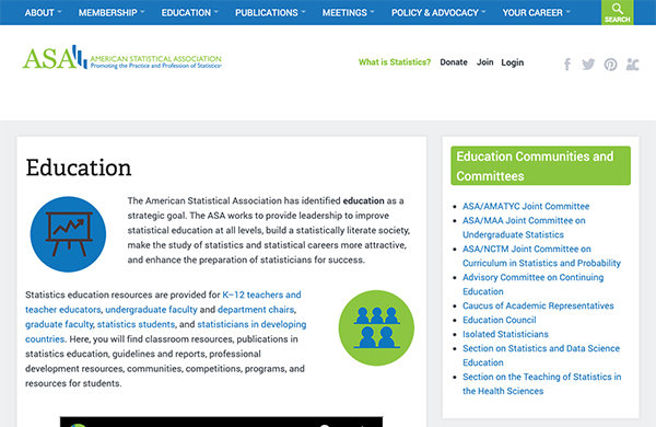 Center for Statistics Education,American Statistical Association Featured Image